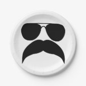 Sonnenbrille mit Schnurrbart - Farbe auswählen Pappteller (Vorderseite)