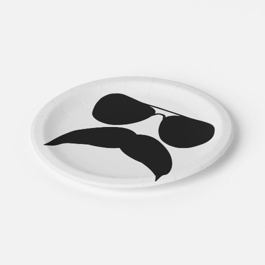 Sonnenbrille mit Schnurrbart - Farbe auswählen Pappteller (Schrägansicht)