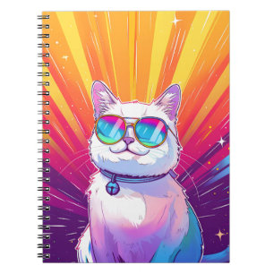 Sonnenbrille mit weißer Katze Notizblock