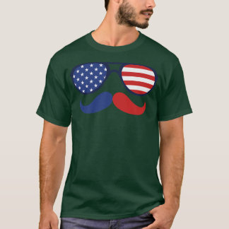 Sonnenbrille Mustache American Flag 4. Juli Patr T-Shirt