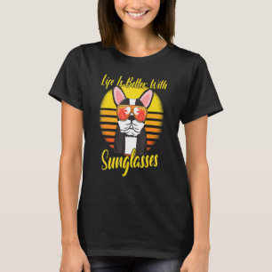 Sonnenbrille Retro Sonnenuntergang Strand Urlaub F T-Shirt