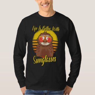 Sonnenbrille Retro Sunset Beach Vacation Sloth T-Shirt