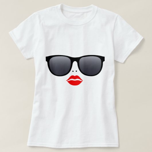 Sonnenbrille & Rote Lippen - T - Shirt (Design vorne)