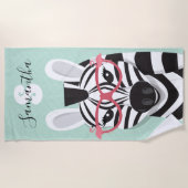 Sonnenbrille Schwarz-weiß Zebra Pink Flamingo Name Strandtuch (Vorderseite)