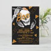 Sonnenbrille Skelett Sushi Halloween-Party Einladung (Stehend Vorderseite)