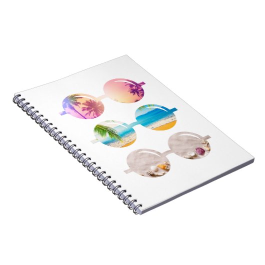 Sonnenbrille Sonnenuntergang Palmen Reisetasche Notizblock (Rechte Seite)