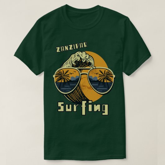 Sonnenbrille Surfing Beach Sansibar Urlaub Palm tr T-Shirt (Design vorne)