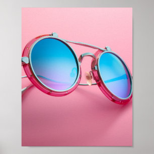 Sonnenbrille thematisiertes Design, pink cool Poster