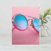 Sonnenbrille themed Design, pink cool Einladung (Stehend Vorderseite)