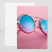 Sonnenbrille themed Design, pink cool Einladung (Vorne/Hinten)
