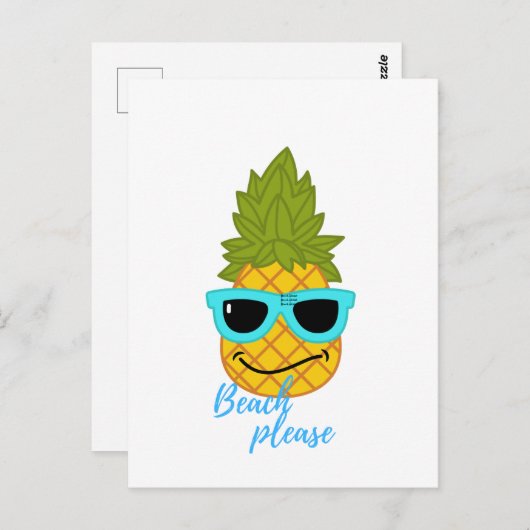 Sonnenbrille und Ananas-Kälte Postkarte (Vorne/Hinten)
