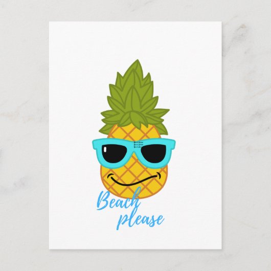 Sonnenbrille und Ananas-Kälte Postkarte (Vorderseite)