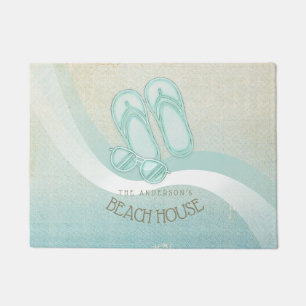 Sonnenbrille und Flip Flops Aqua ID623 Fußmatte