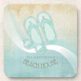 Sonnenbrille und Flip Flops Aqua ID623 Getränkeuntersetzer