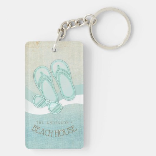 Sonnenbrille und Flip Flops Aqua ID623 Schlüsselanhänger (Rückseite)