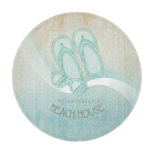 Sonnenbrille und Flip Flops Aqua ID623 Schneidebrett (Vorderseite)