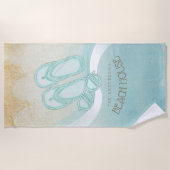 Sonnenbrille und Flip Flops Aqua ID623 Strandtuch (Vorderseite)