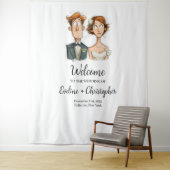 Sonnenbrille und Groom Hochzeitskulisse Wasserfarb Wandteppich (Beispiel)