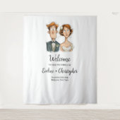 Sonnenbrille und Groom Hochzeitskulisse Wasserfarb Wandteppich (Vorderseite)