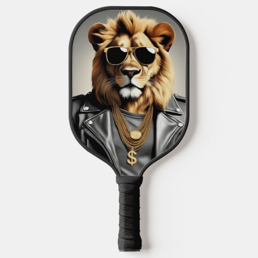 Sonnenbrille und Lederjacke für coole Tiere Pickleball Schläger (Vorderseite)