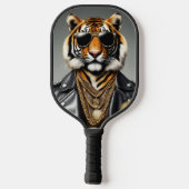 Sonnenbrille und Lederjacke für coole Tiere Pickleball Schläger (Rückseite)