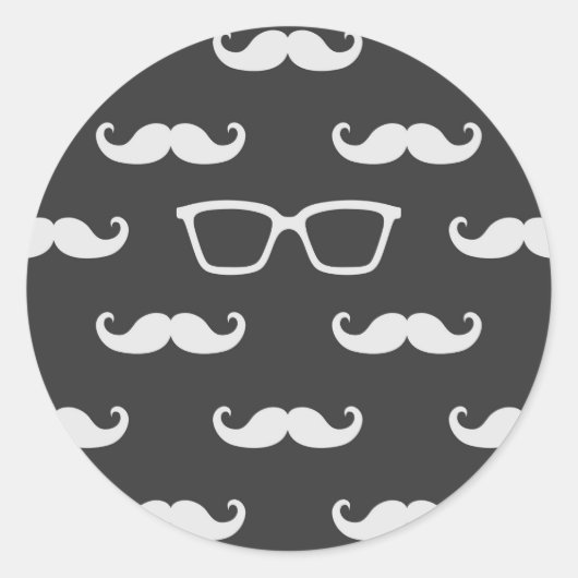 Sonnenbrille und Mustache Runder Aufkleber (Vorderseite)