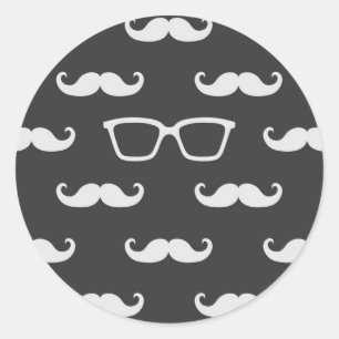 Sonnenbrille und Schnurrbart Runder Aufkleber