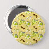 Sonnenbrille und Sonnenhut mit klarem Strandbild Button (Vorne & Hinten)
