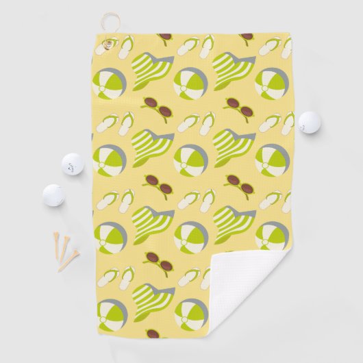 Sonnenbrille und Sonnenhut mit klarem Strandbild Golfhandtuch (Insitu)