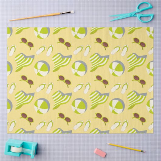 Sonnenbrille und Sonnenhut mit klarem Strandbild Seidenpapier (Basteln)