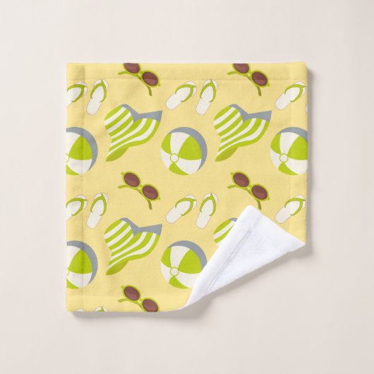 Sonnenbrille und Sonnenhut mit klarem Strandbild Waschlappen (Waschlappen)