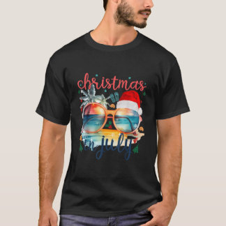 Sonnenbrille Weihnachten Im Juli Weihnachtsmannmüt T-Shirt