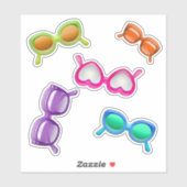Sonnenbrillen geformt Summer Gastgeschenk Stickers Aufkleber (Blatt)