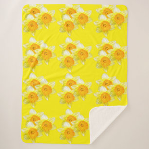 Sonnenburst, goldene Daffodien, Lge Sherpa Blanket Sherpadecke