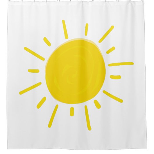 Sonnencreme-farbene, weißgelbe Sonne Duschvorhang (Vorderseite)