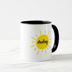 Sonnencreme-farbene, weißgelbe Sonne Tasse