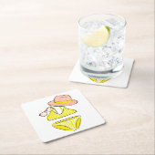 Sonnencreme - Gelber Badeanzug Rechteckiger Pappuntersetzer (Vor Ort)