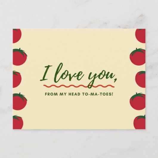 Sonnencreme und Rote Tomaten Postkarte (Vorderseite)