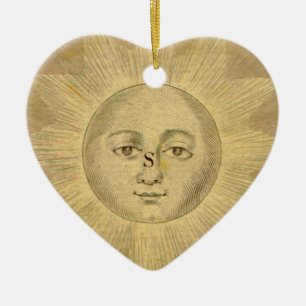 Sonnendetail aus der antiken Bowles-Karte, circa 1 Keramik Ornament