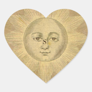 Sonnendetail aus der Antiquitätenkarte von Bowles, Herz-Aufkleber