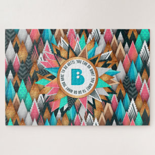 Sonnendurchbruch-Monogramm-modische geometrische Puzzle