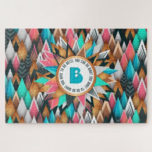 Sonnendurchbruch-Monogramm-modische geometrische Puzzle (Horizontal)