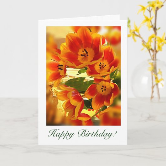 Sonnendurchbruch Tulpe-Geburtstagswünsche Karte (Gelbe Blume)