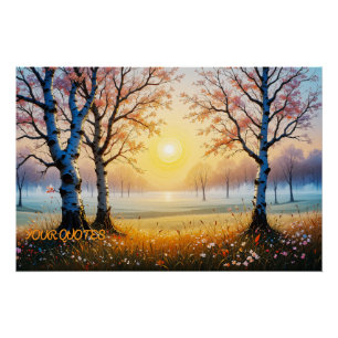Sonnendurchflutete Birkenwaldlichtung  Poster