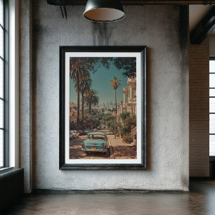 Sonnendurchflutete Hügel: Eine vintage californisc Poster
