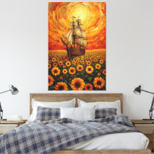 Sonnendurchflutete Sonnenblumen-See - Whimsisches 
