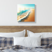 Sonnendurchfluteter goldener Strand mit dicker wei Leinwanddruck (Insitu (Schlafzimmer))