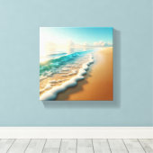 Sonnendurchfluteter goldener Strand mit dicker wei Leinwanddruck (Insitu (Holzboden))