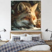 Sonnendurchfluteter Schneefuchs Ruheplatz Leinwanddruck (Insitu (Schlafzimmer))
