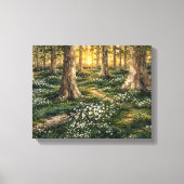 Sonnendurchfluteter Wald-Wildblumenwald Leinwanddruck (Vorderseite)